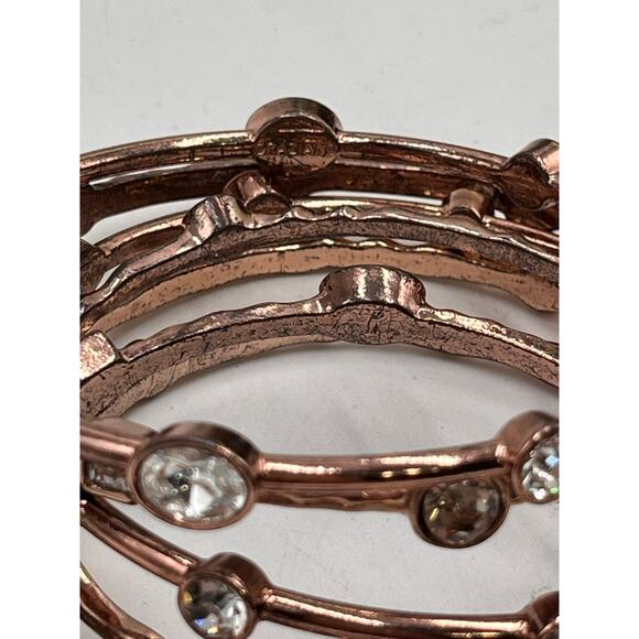 R. J. Graziano Vintage Rose Gold Tone Multi Shaped Rhinestone Set Seven Bangles - Picture 7 of 9